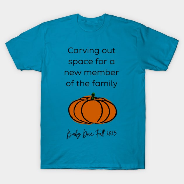 Pumpkin Baby Announcement (Black Fall) T-Shirt by Hilary's Flower House